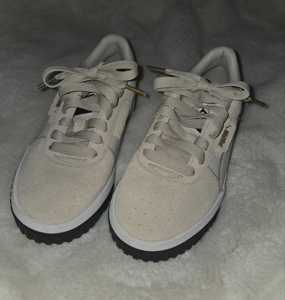Puma Beige Sneakers with Black Soles